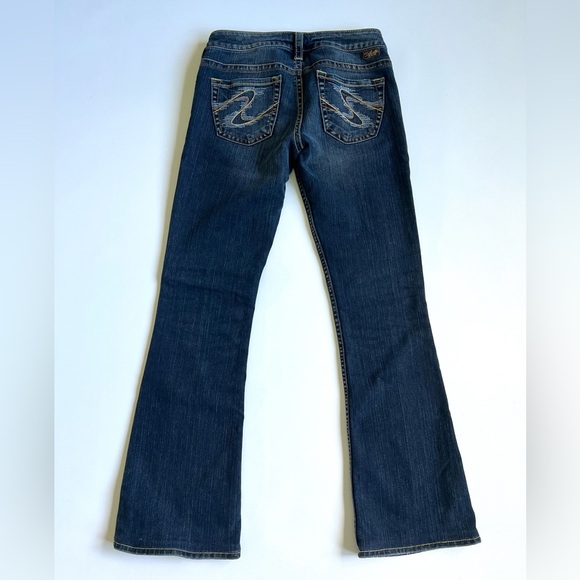 Silver Jeans Womens 28 x 33 Tuesday Low Rise Embroidered Boot Cut Dark Wash Blue - Picture 8 of 16